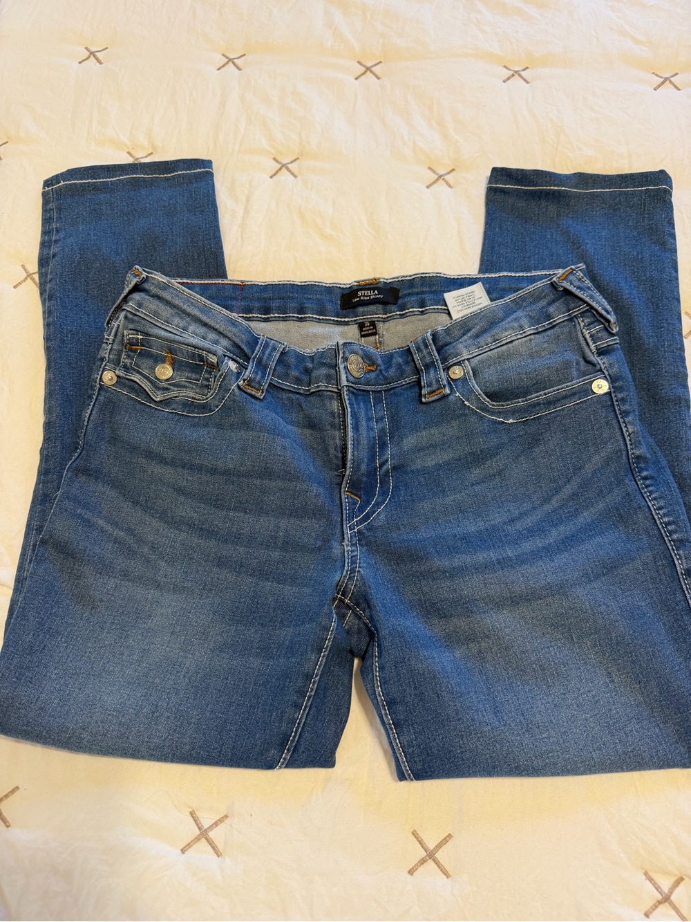 True Religion Women's Blue Skinny Jeans - HEMMED